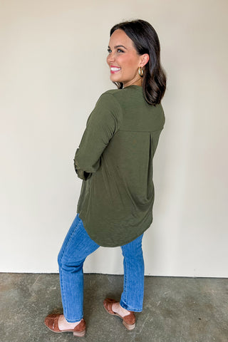 Dear Scarlett Lizzy Top In Solid Olive