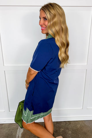 The Brenda Short Sleeve Dress in Navy by Mary Square