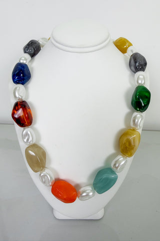 Maren Beaded Necklace in Pearl
