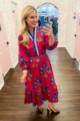 Juliette Rose Printed Maxi Dress in Berry