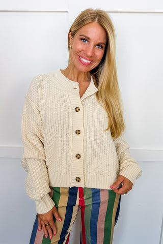 Keep It Cozy Knit Cardigan in Ivory