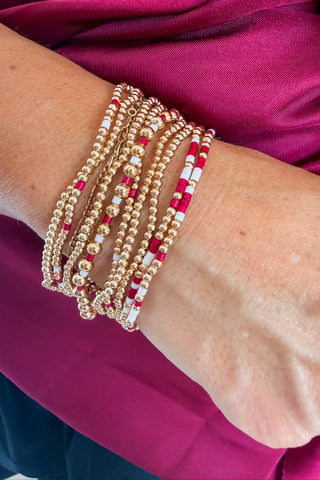 Burgundy & White Bliss Bracelet Stack