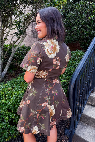 Golden Season Floral Button Down Dress