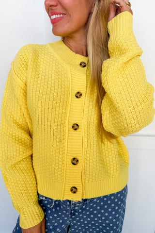 Keep It Cozy Knit Cardigan in Butter Yellow
