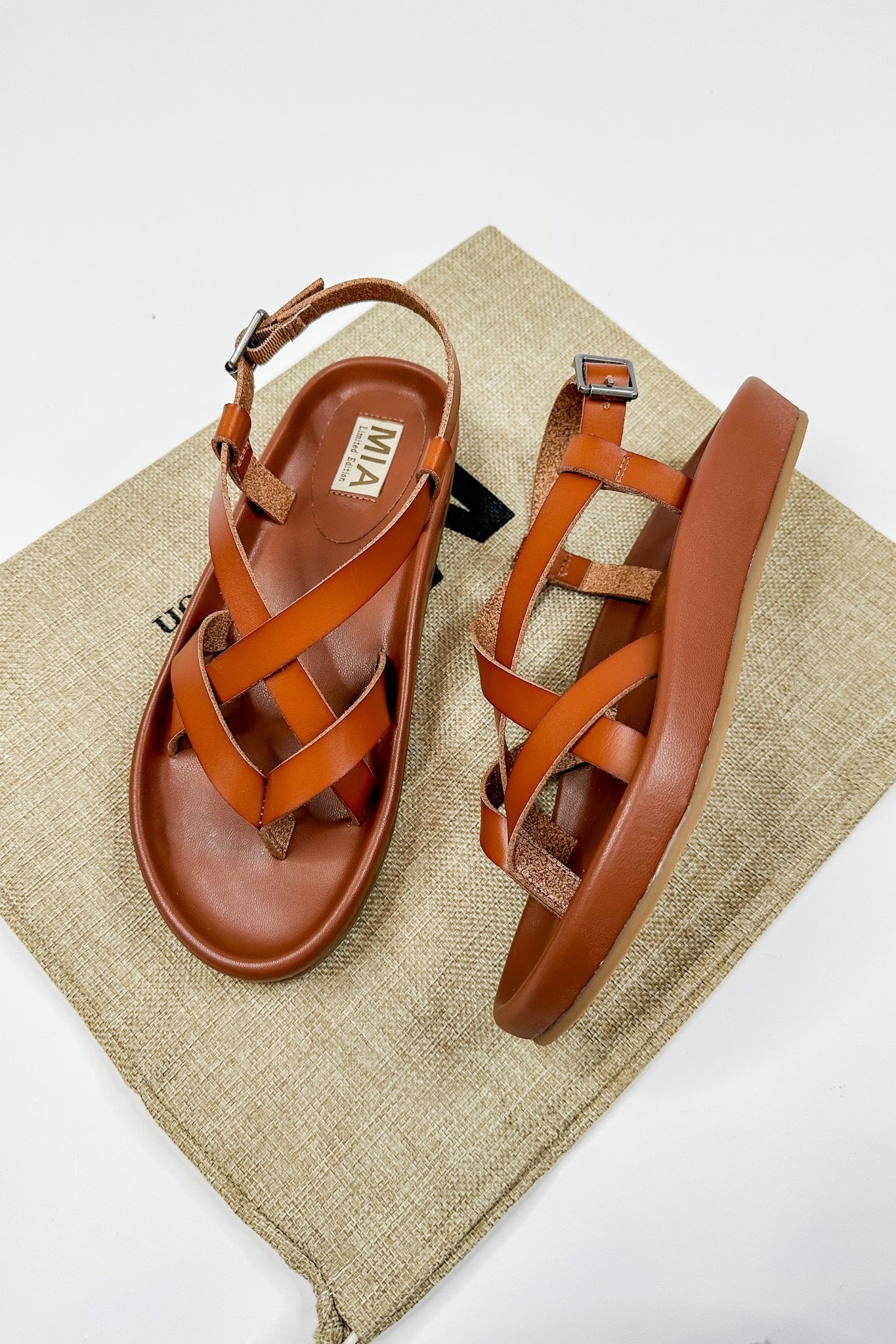 Natural Leather Criss Cross Sandal