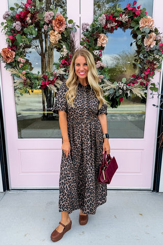 Wildly Chic Button Front Midi Dress