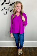 Load image into Gallery viewer, Tell My Fortune Magenta Ruffle Neck Top
