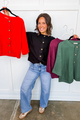 The Easy Does It Cardigan in Dark Cherry