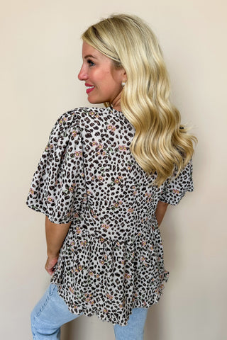 Cheetah Print Babydoll Blouse