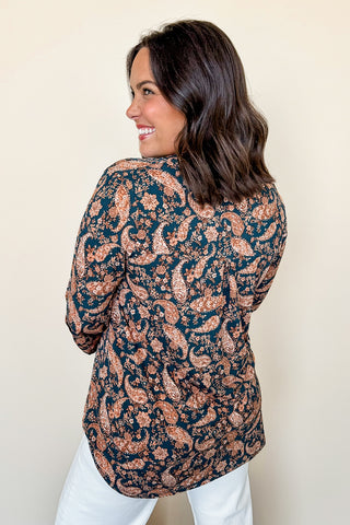 Dear Scarlett Lizzy Printed Top in Jewel Green