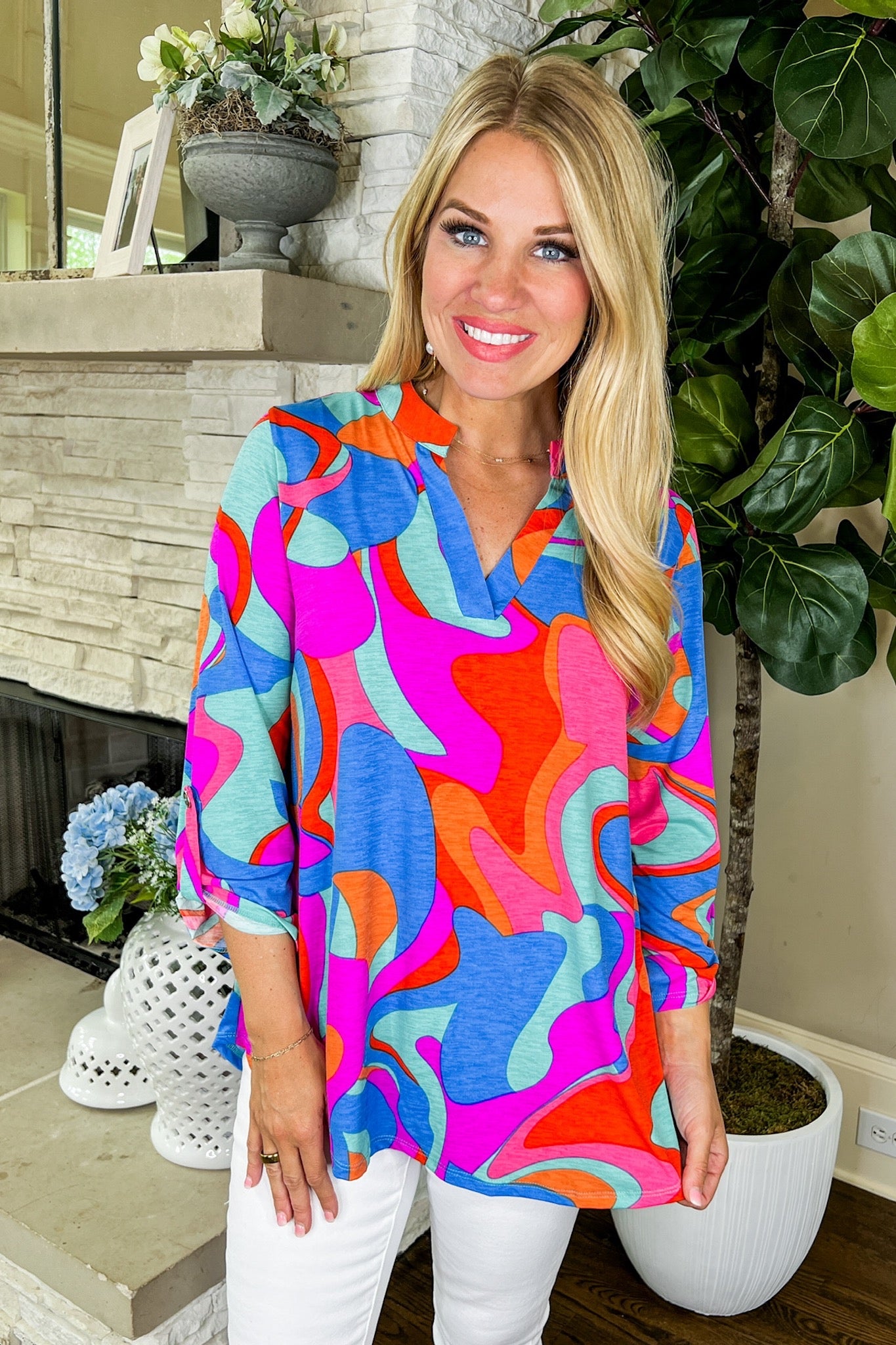 The Lizzy Top in Bold Multi Abstract