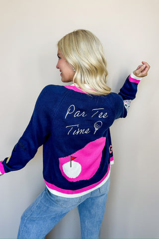 Par-Tee Time Navy Blue Cardigan