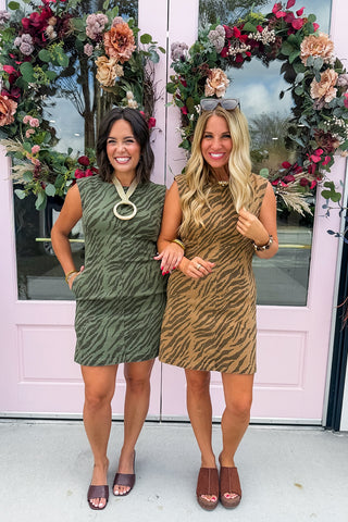 The Savannah Tiger Dress in Brown