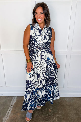 Weekend In Newport Floral Midi Dress