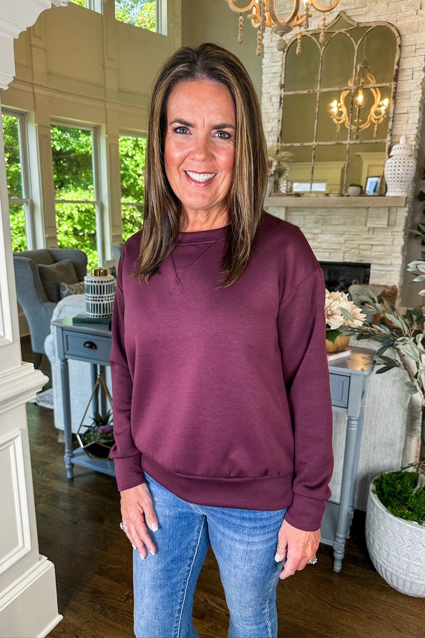 The Malibu Buttery Soft Sweatshirt in Wine