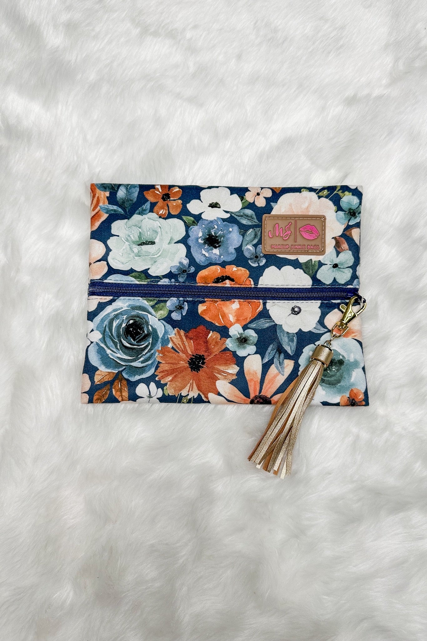 Blue Garden Makeup Junkie Bag