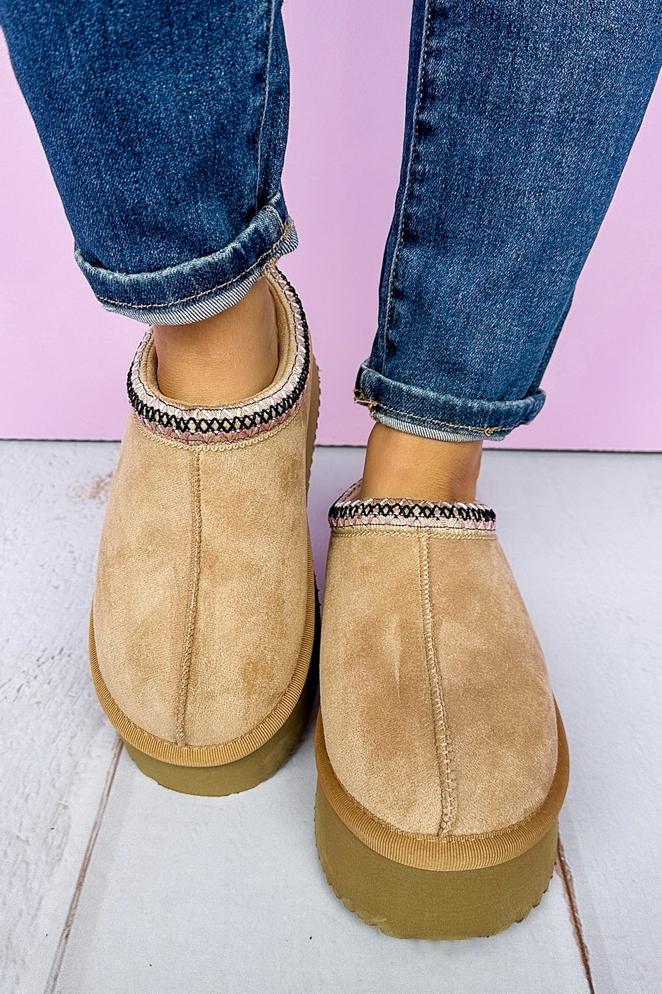 Pillow Talk Camel Faux Suede Slip On Platform Corkys Slipper