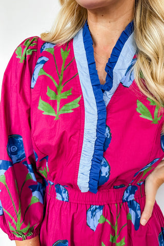 Juliette Rose Printed Maxi Dress in Berry