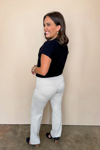 Dear Scarlett Magic Straight Slim Pants In Pearl Grey