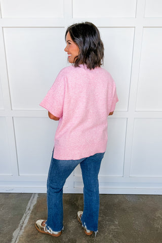 Laid Back Stripe Knit Top in Pink