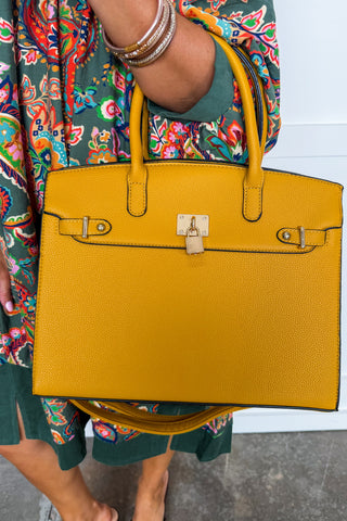 The Audrey Satchel Handbag in Mustard
