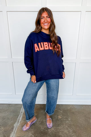 Auburn Gingham Mallory Mock Neck Sweatshirt