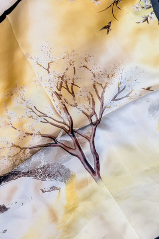 Yellow & Black Forest Silk Scarf