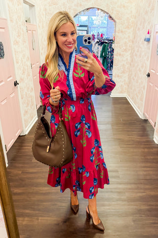 Juliette Rose Printed Maxi Dress in Berry