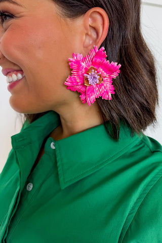 Petal Pop Statement Earrings in Pink
