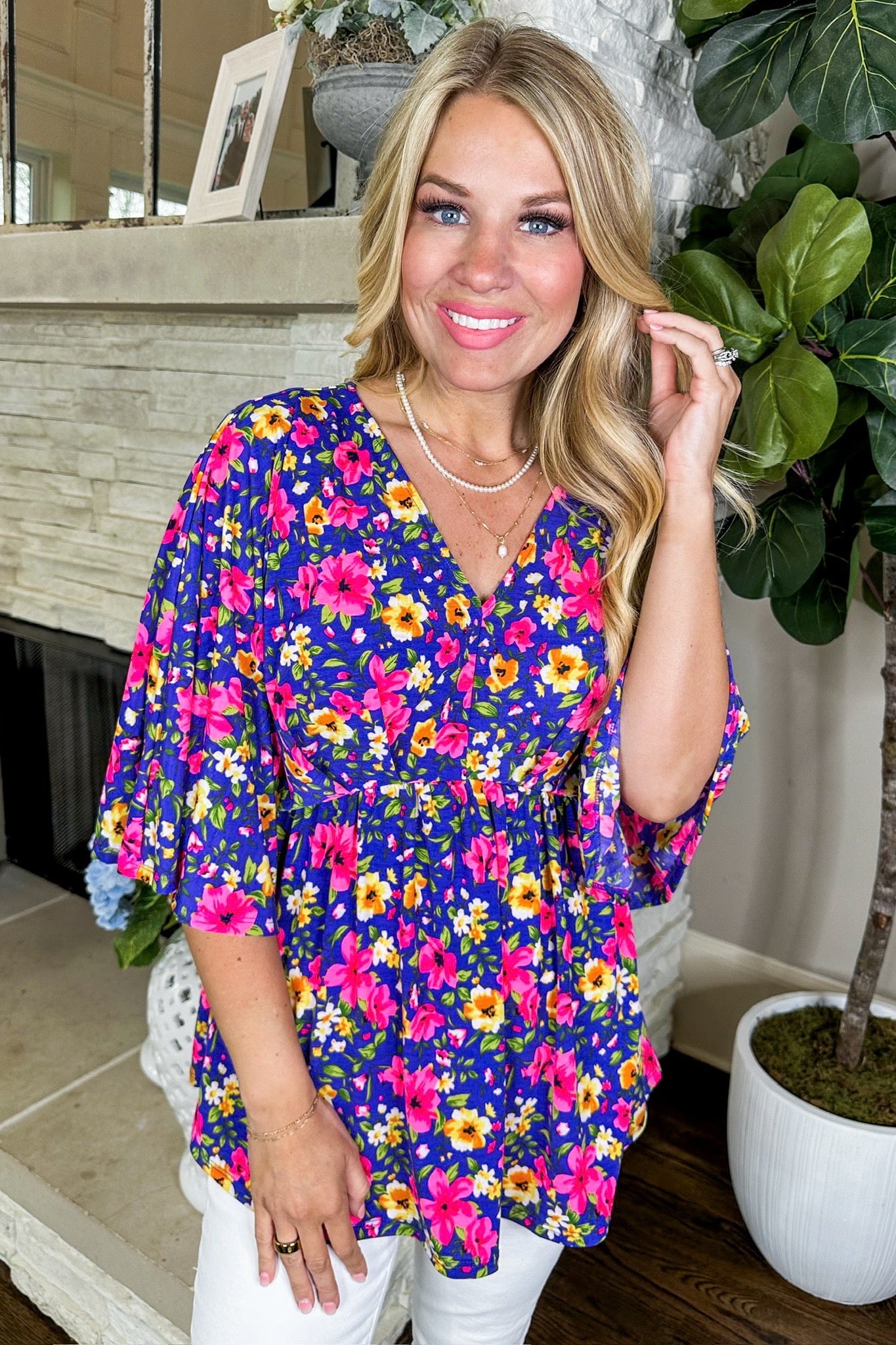 The Daydreamer Top in Navy Fuchsia Floral