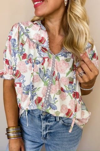 Pretty In Pastels Floral Tie Top