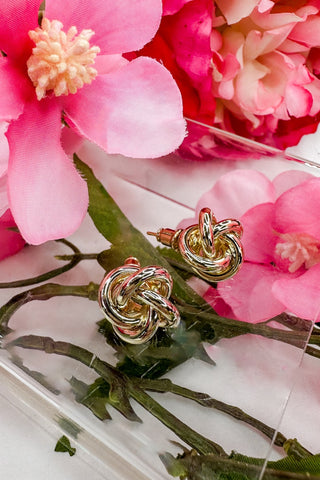 Gold Knot Stud Earring by Treasure Jewels