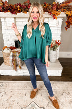 Load image into Gallery viewer, Closet Staple Oversized Notch Neck Poncho Top in Hunter Green