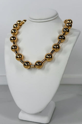 Gold Statement Ball Adjustable Necklace