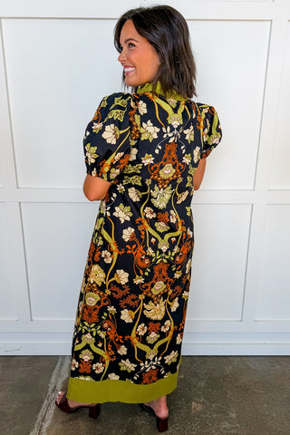A Pop of Chartreuse Harvest Garden Midi Dress
