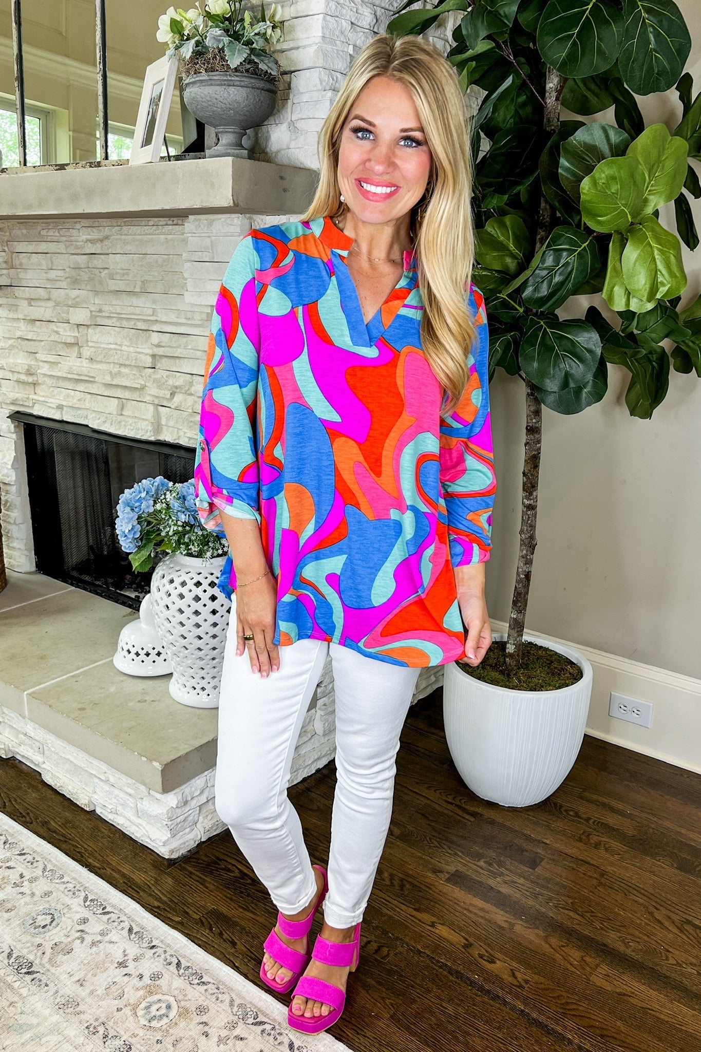The Lizzy Top in Bold Multi Abstract