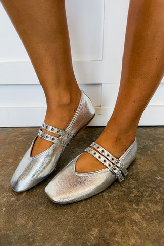 All Eyes On Me Corkys Mary Jane Flat in Silver
