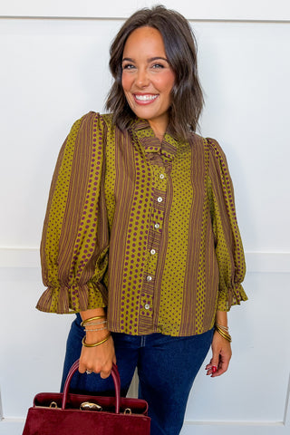 The Juliette Top in Tuscan Olive Print
