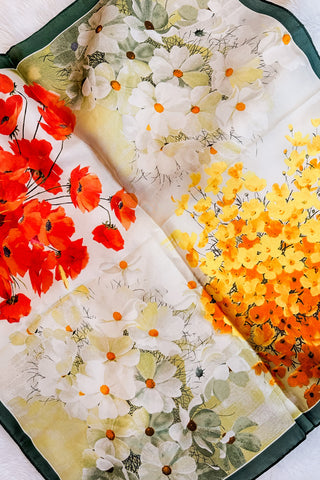 Forest Green Floral Silk Neck Scarf