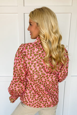 Falling For Florals Pink & Beige Long Sleeve Top