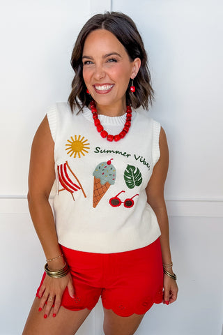 Summer Vibes Embroidered Knit Top