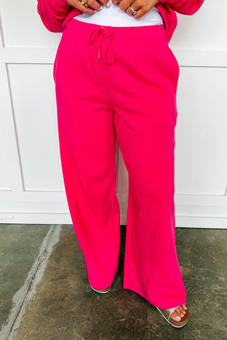 Weekend Reset Drawstring Waist Pants in Raspberry Pink