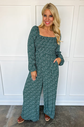 Petal & Pine Green Printed Jumpsuit
