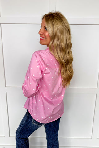 Sweet Spot Button-Up Top in Pink