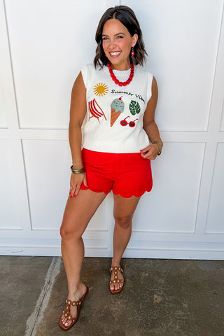Summer Vibes Embroidered Knit Top