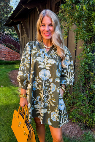 Among The Wildflowers Dress in Olive