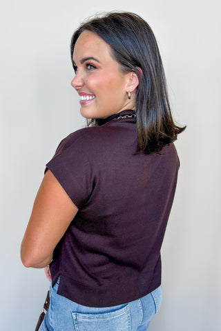 Essential Cowl Neck Lightweight Sweater Top in Chocolate Brown