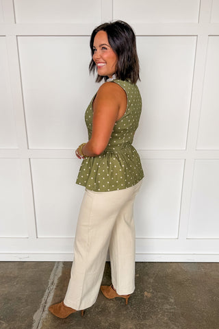 Cutie Peplum Top in Olive