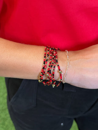 Team Spirit Bracelet Stack in Red & Black