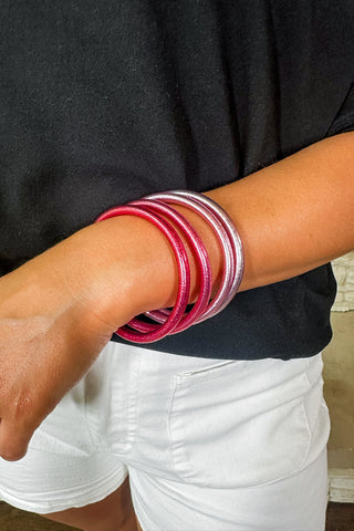 Size Medium Carousel Pink All Weather Bangles by BuDhaGirl